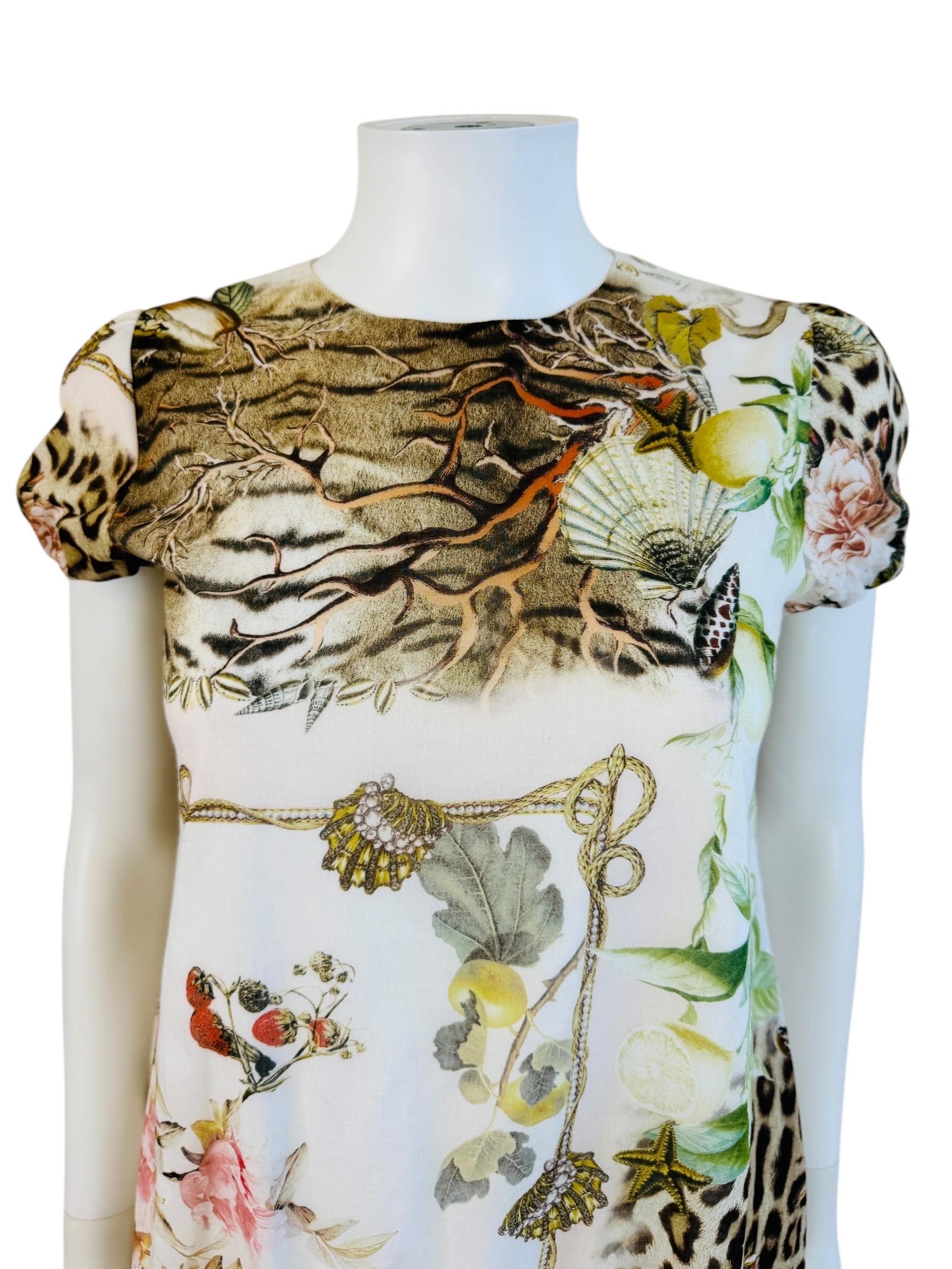 Vintage 2005 Roberto Cavalli Muschel Leopard Koralle Babydoll Blasen-Minikleid im Zustand „Hervorragend“ im Angebot in Denver, CO