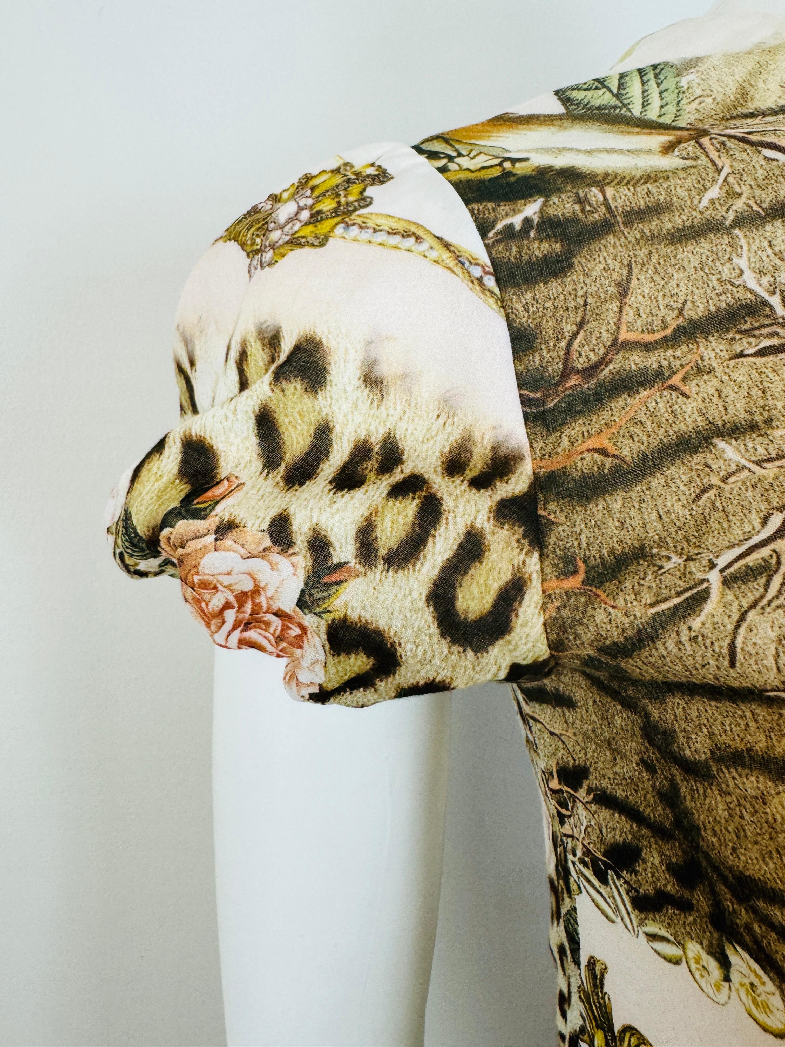 Vintage 2005 Roberto Cavalli Muschel Leopard Koralle Babydoll Blasen-Minikleid im Angebot 4