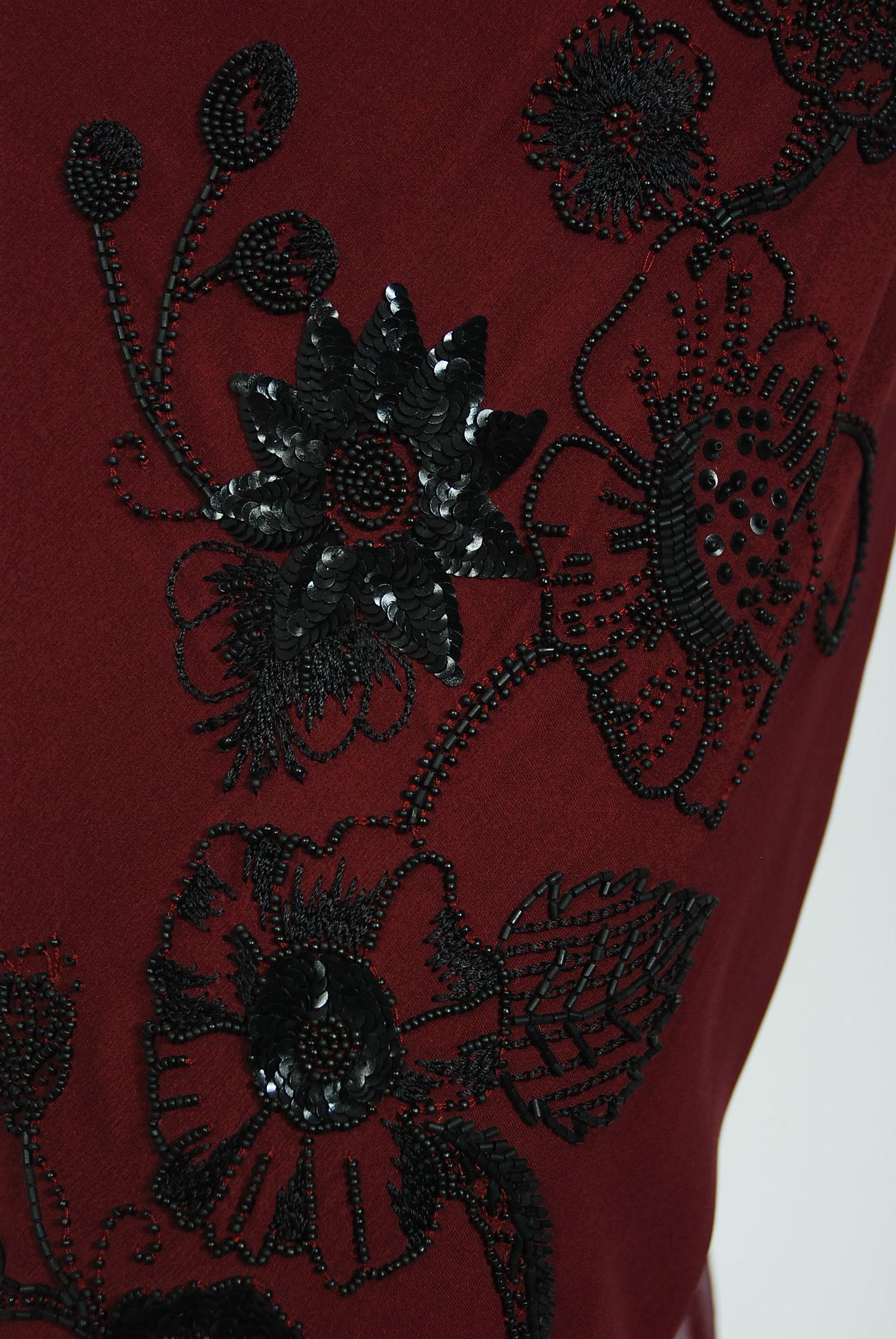 Vintage 2006 Christian Dior by John Galliano Beaded Burgundy Silk Bias-Cut Gown 3
