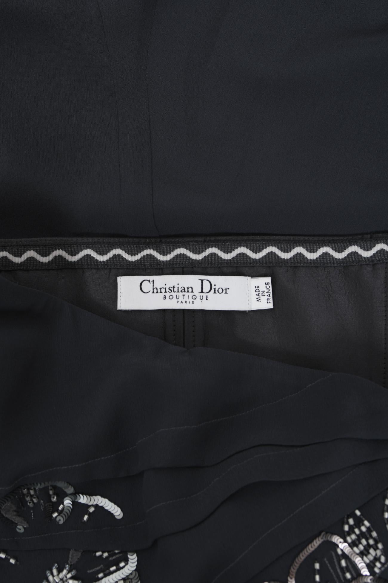 Vintage 2006 Christian Dior by John Galliano Beaded Gunmetal Silk Bustier Dress  For Sale 10