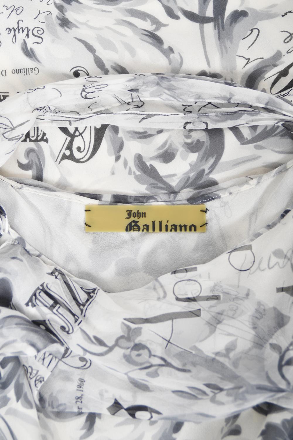 Vintage 2006 John Galliano Documented Newspaper Print Silk Bias-Cut Slip Dress  14