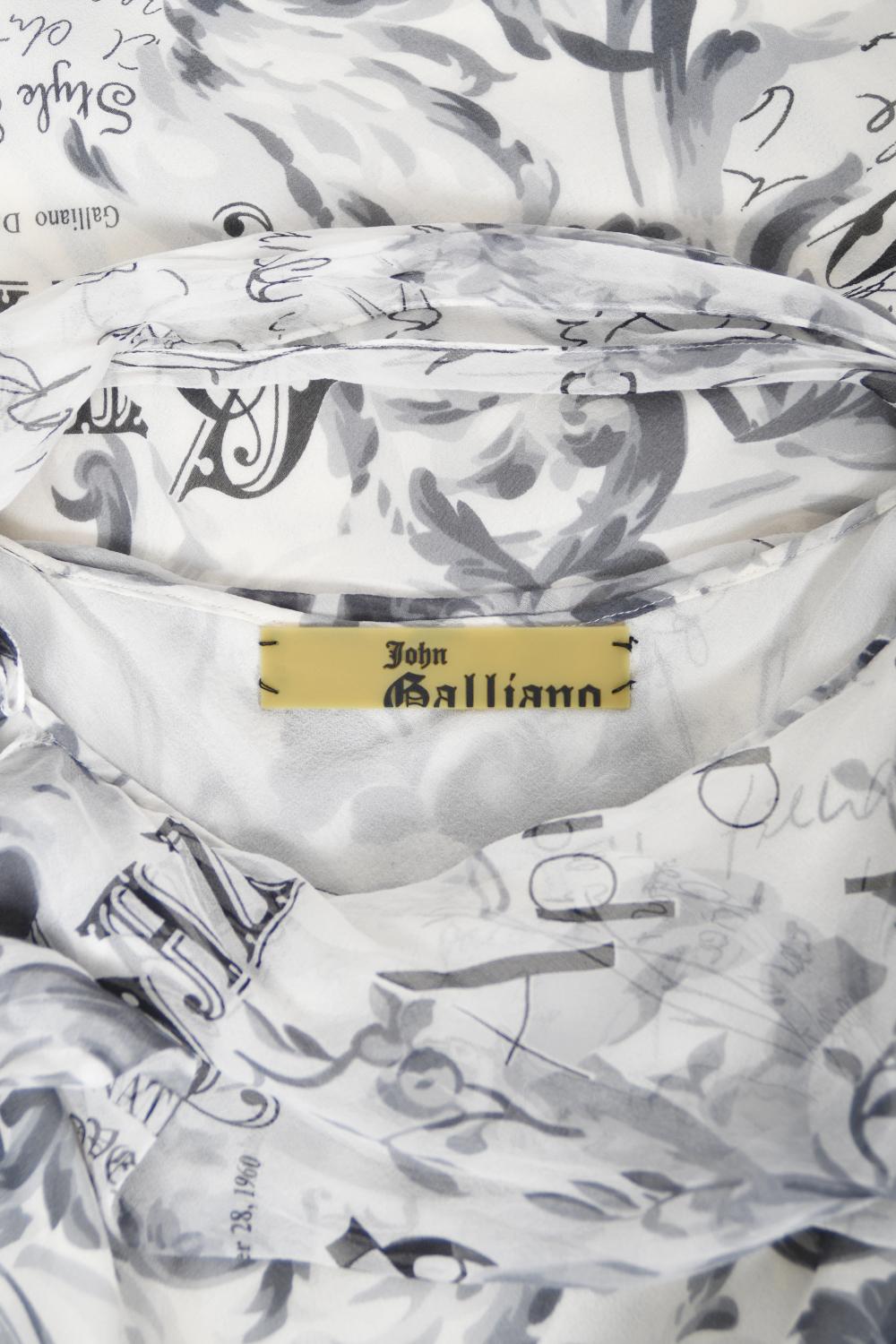 Vintage 2006 John Galliano Documented Newspaper Print Silk Bias-Cut Slip Dress 14
