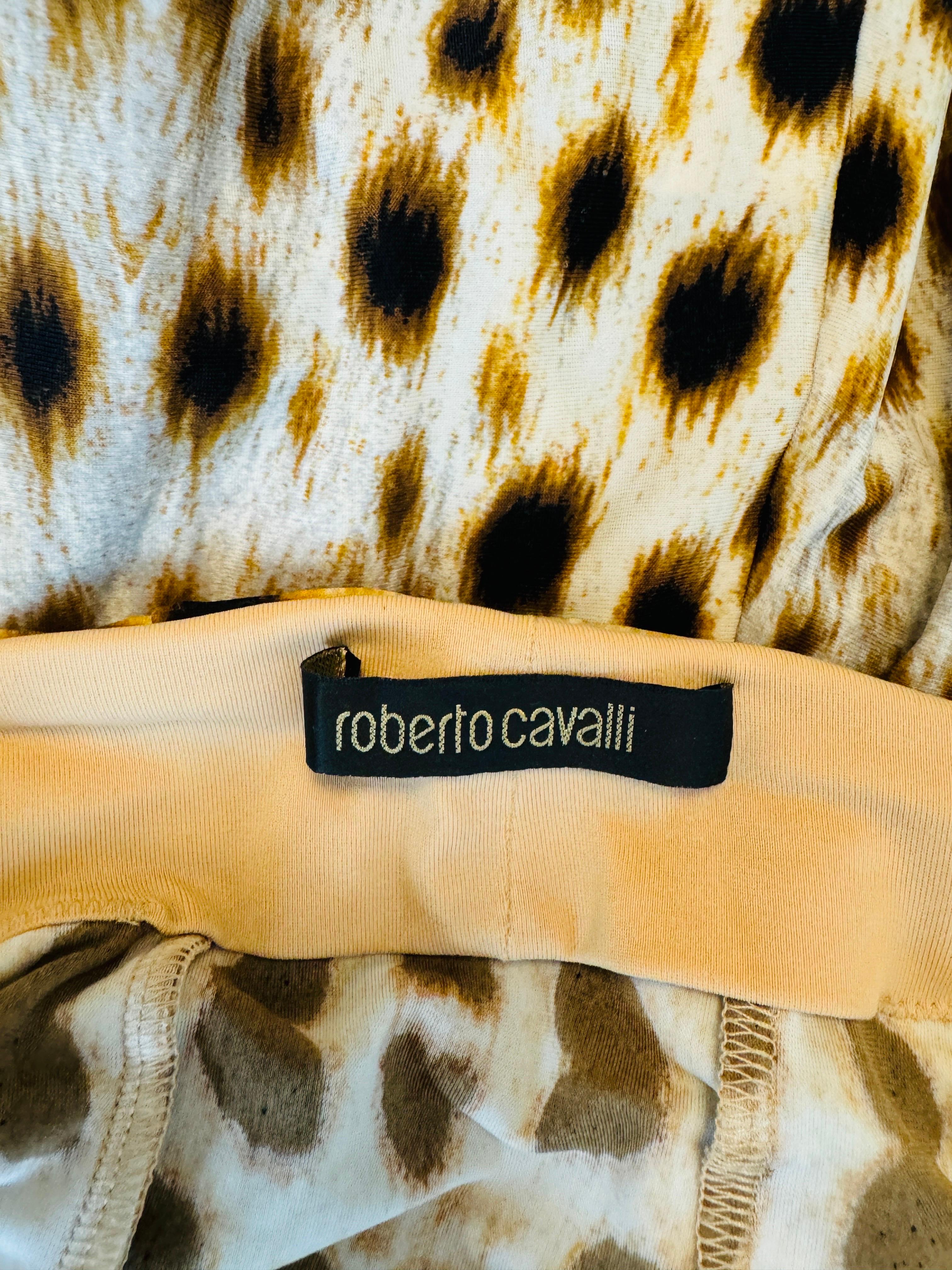 Vintage 2007 2000s Y2K Roberto Cavalli Halter Cheetah Animal Leopard Print Dress For Sale 8