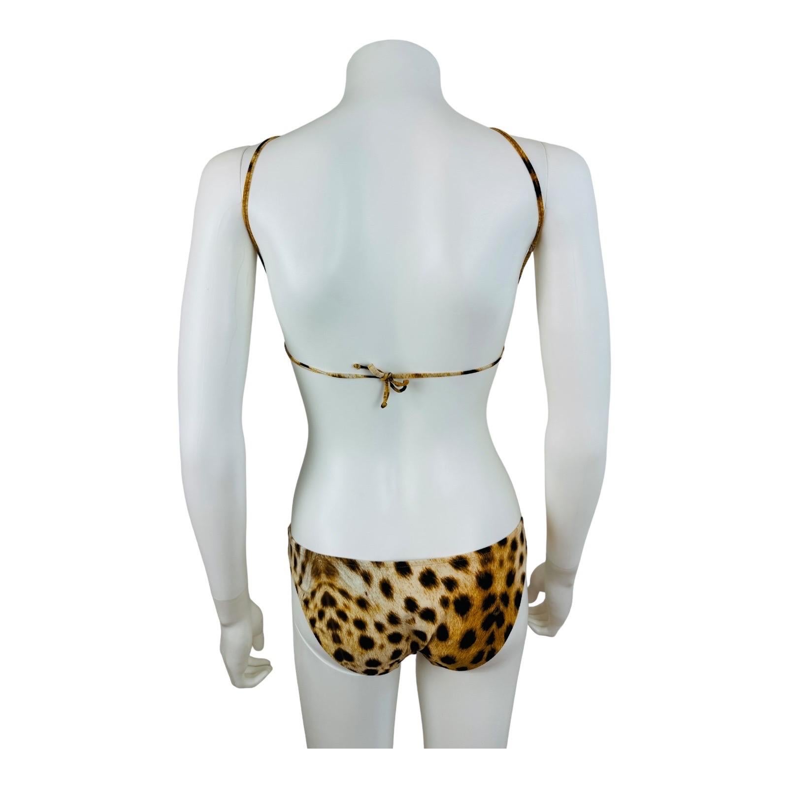 Vintage 2007 Roberto Cavalli Halter Cheetah Animal Print Cut Out Bathing Suit For Sale 5