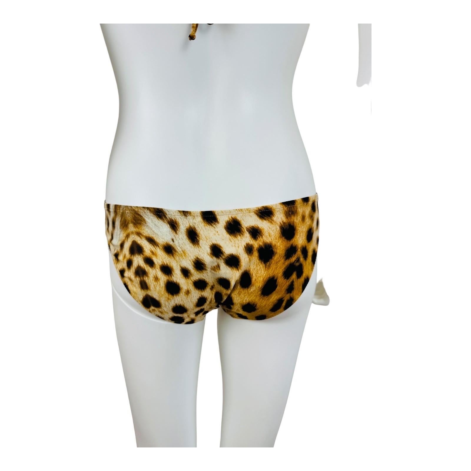 Vintage 2007 Roberto Cavalli Halter Cheetah Animal Print Cut Out Bathing Suit For Sale 6