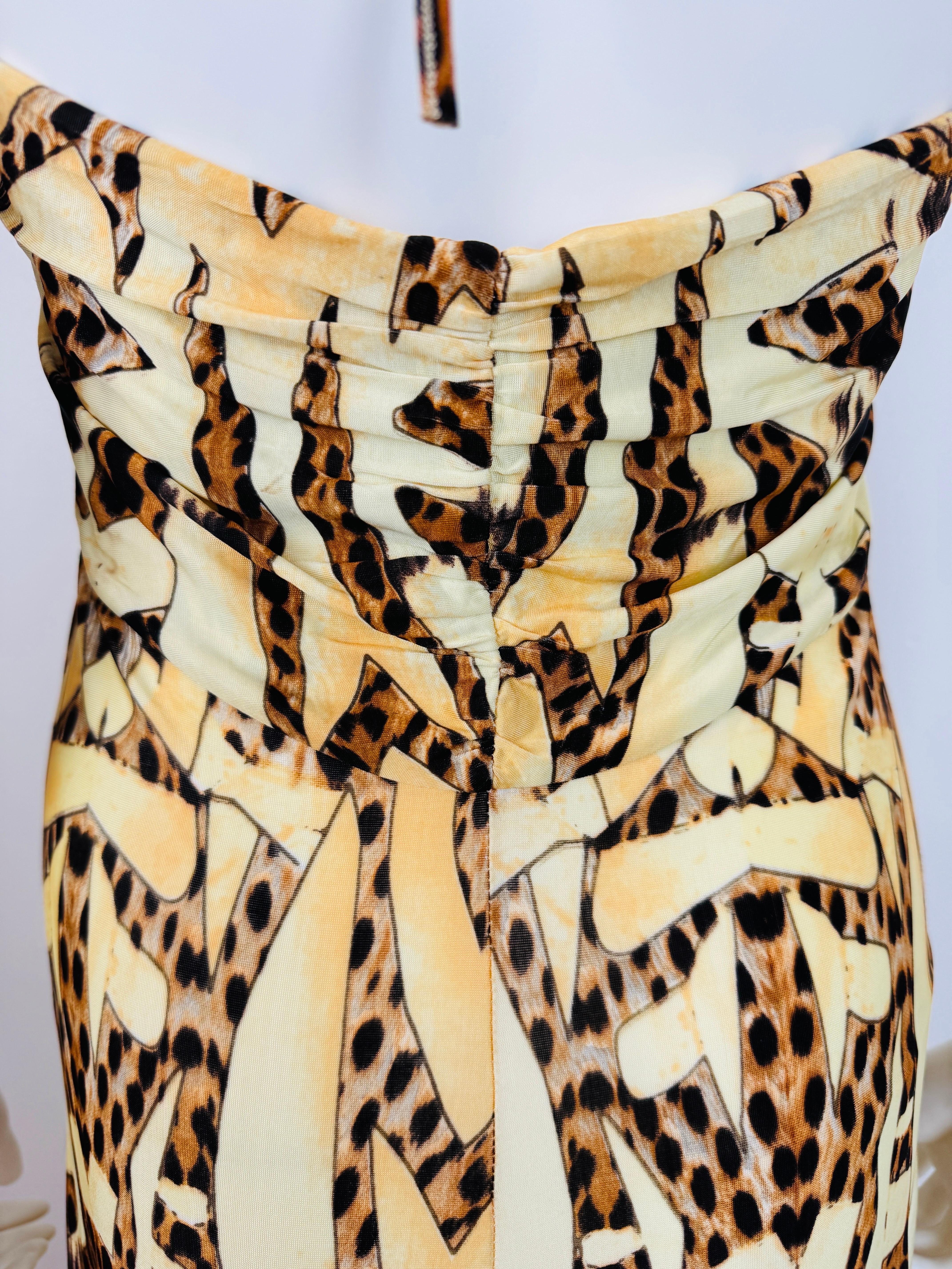 Vintage 2007 Roberto Cavalli Halter Neckline Gold Snake Medallion Mini Dress For Sale 6