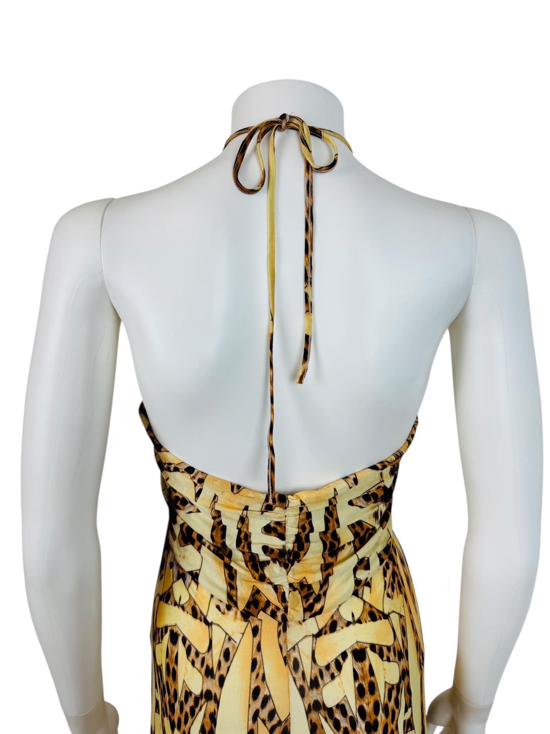 Vintage 2007 Roberto Cavalli Halter Neckline Gold Snake Medallion Mini Dress For Sale 5