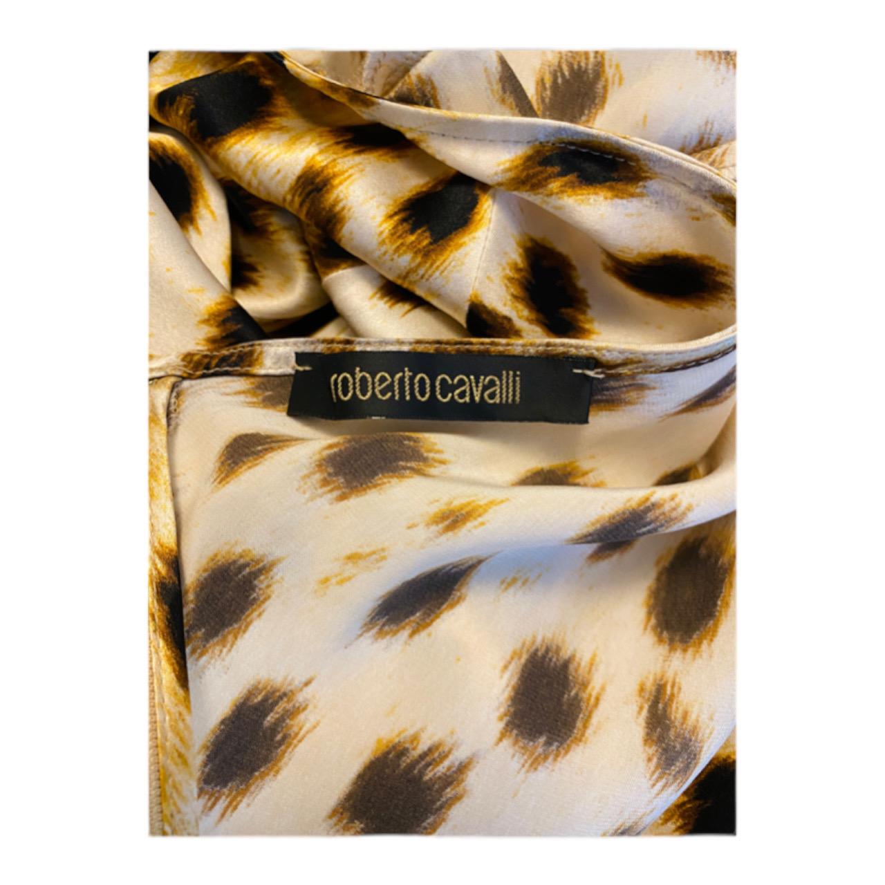 Vintage 2007 Y2K Roberto Cavalli Seide Cheetah Print Trägerkleid Kleid im Angebot 6