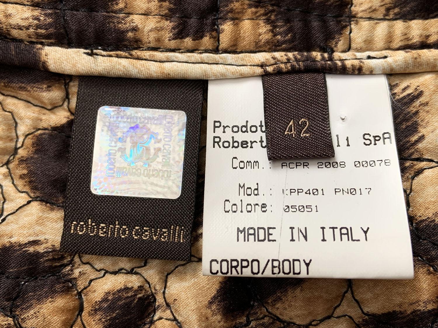 Vintage 2008 Roberto Cavalli Crocodile Print Black Leather Jacket It 42 - US 6 For Sale 4