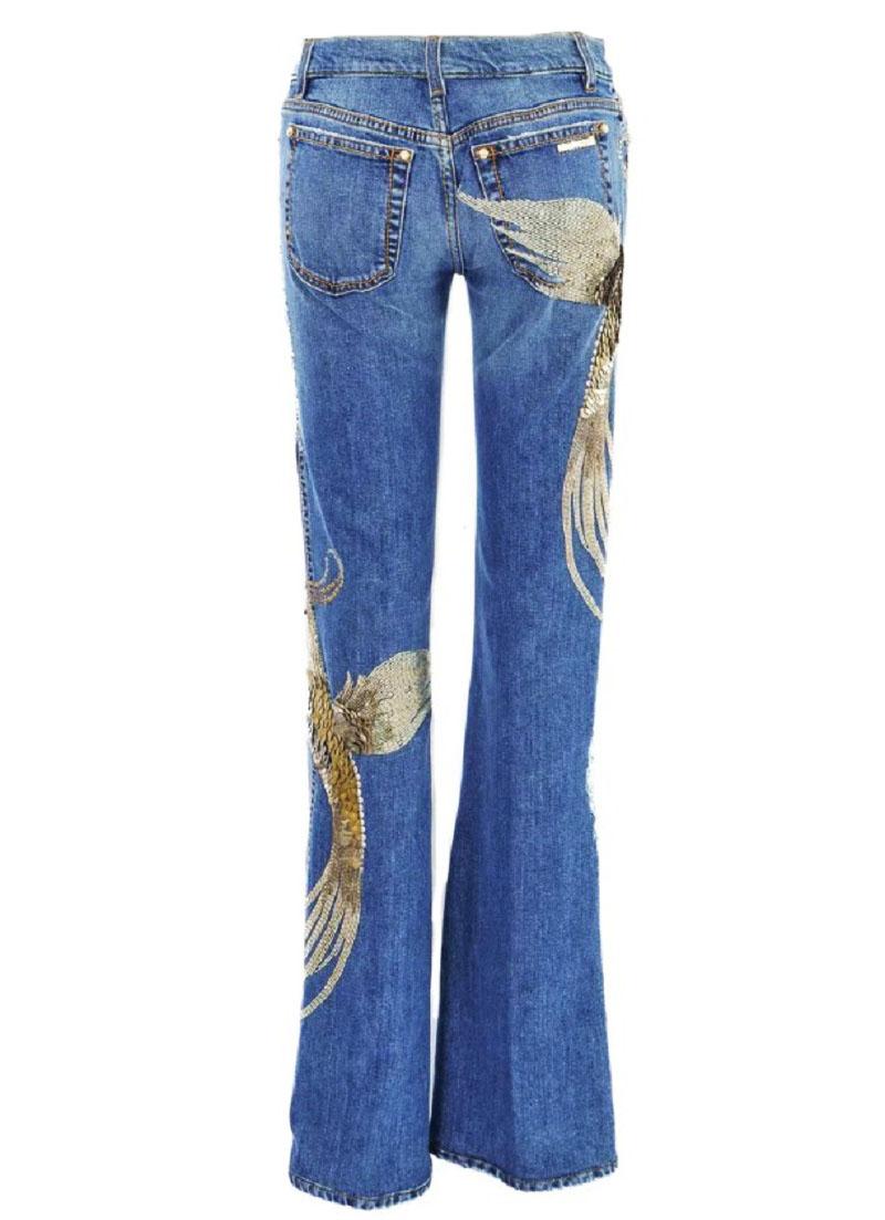 Vintage By 2008 Roberto Cavalli Embellished Hummingbird Jeans Italiano 38 In condizioni Nuovo in vendita a Montgomery, TX