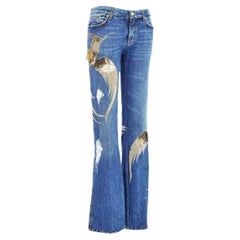 Vintage 2008 Roberto Cavalli Embellished Hummingbird Jeans Italian 38