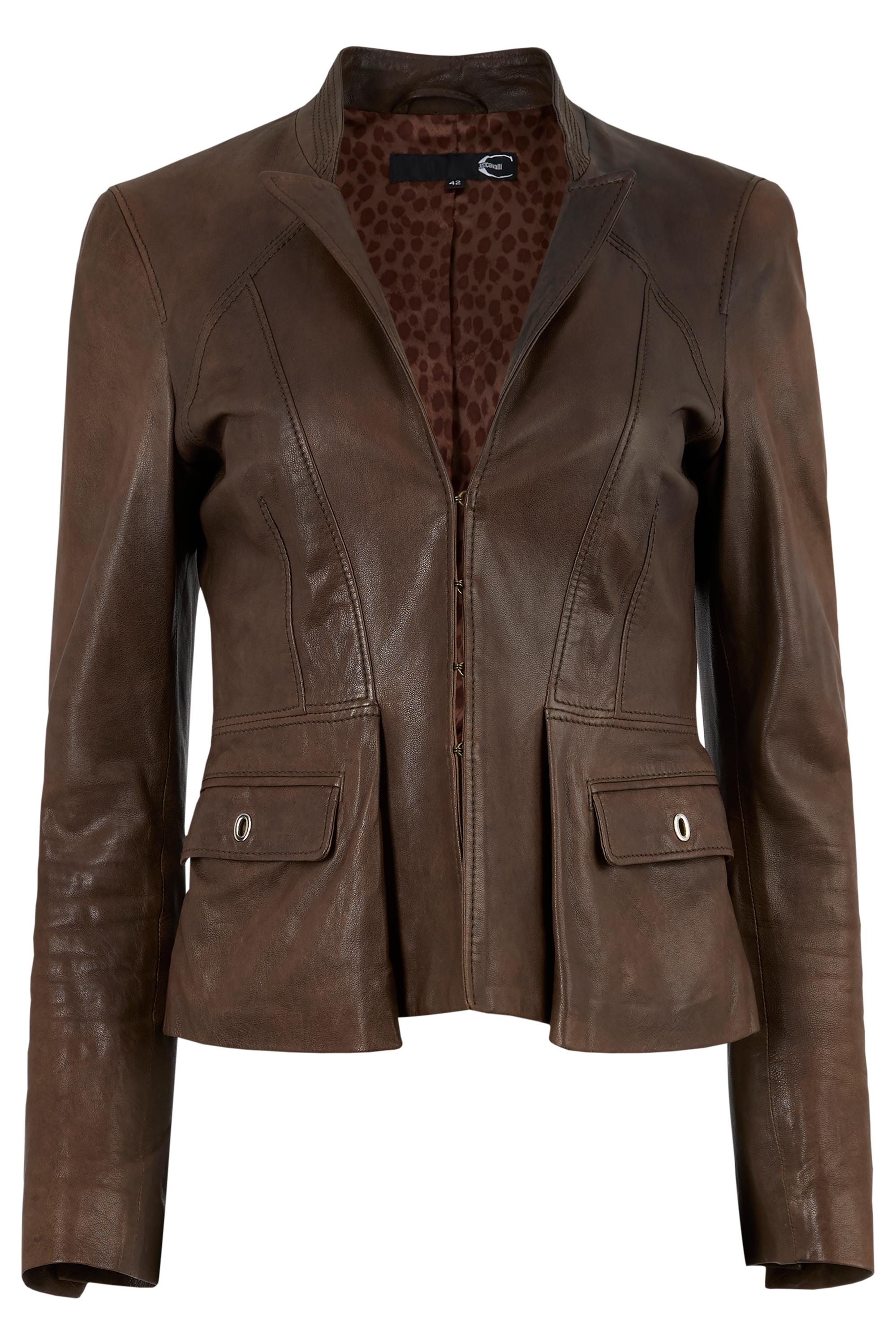 Vintage 2009 Just Cavalli Brauner Lederblazer im Zustand „Hervorragend“ im Angebot in London, GB
