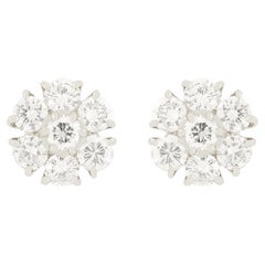Pendientes vintage de racimo de diamantes de 2,00 ct, con matasellos de 1988