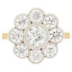 Antique 2.00ct Diamond Daisy Cluster Ring, c.1960s