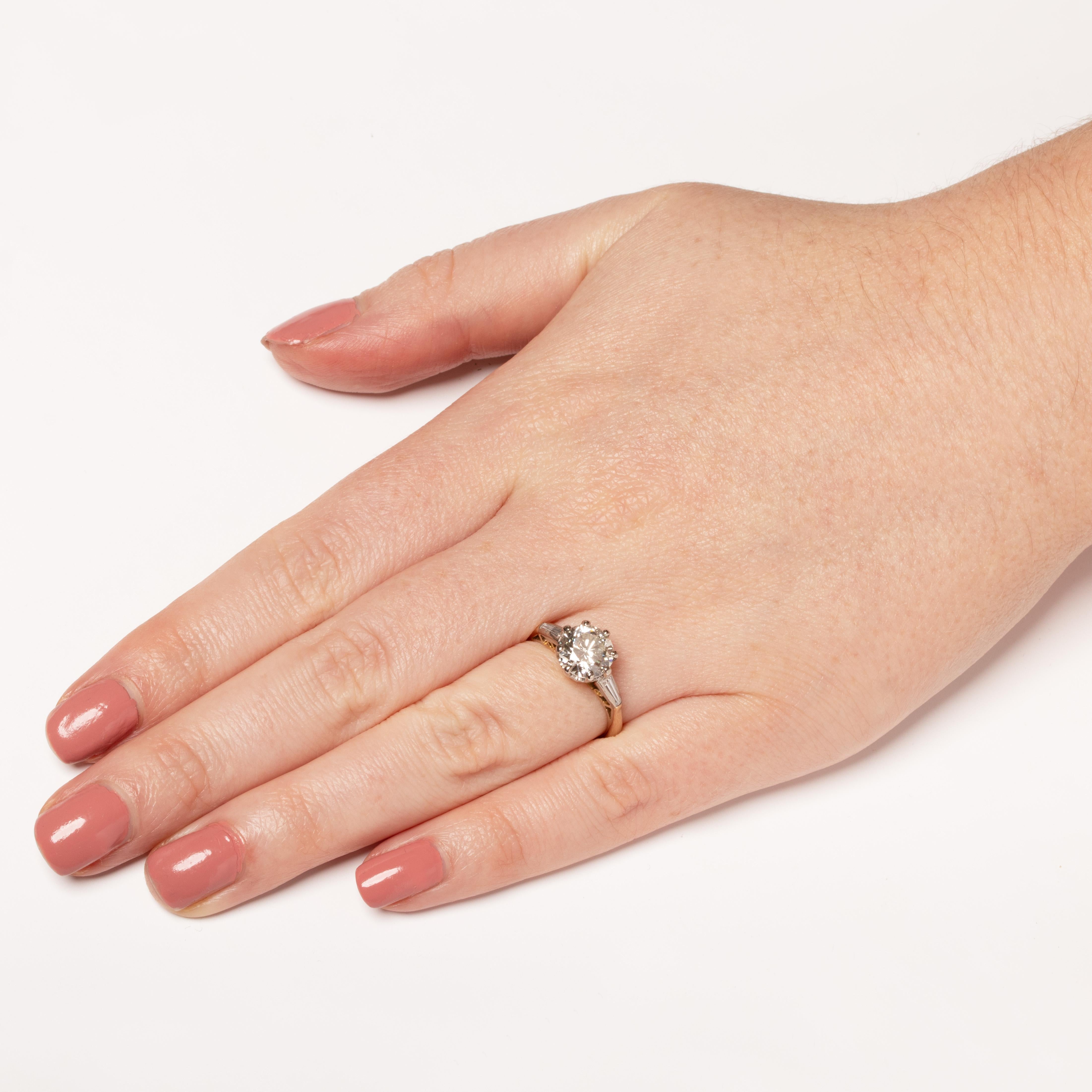 Women's Vintage 2.00ct Diamond Solitaire Ring, c.1950s For Sale