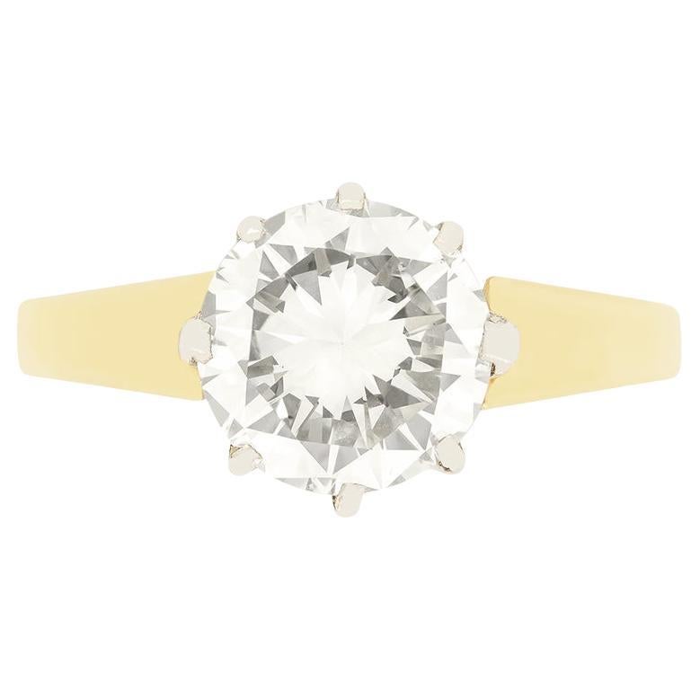 Anillo solitario de diamantes vintage de 2,00 ct, c.1977