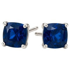 Orecchini vintage con zaffiro blu non trattato da 2,00ct Nature - Oro bianco 14K 4-