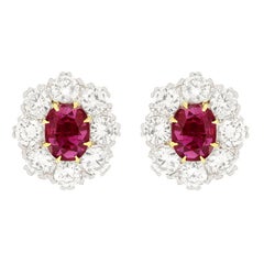 Boucles d'oreilles Vintage 2.00ct Rubis et Diamants, c.1950s