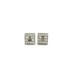 Vintage 2.00tcw Diamond Gold Mosaic Square 9mm Stud Earrings
