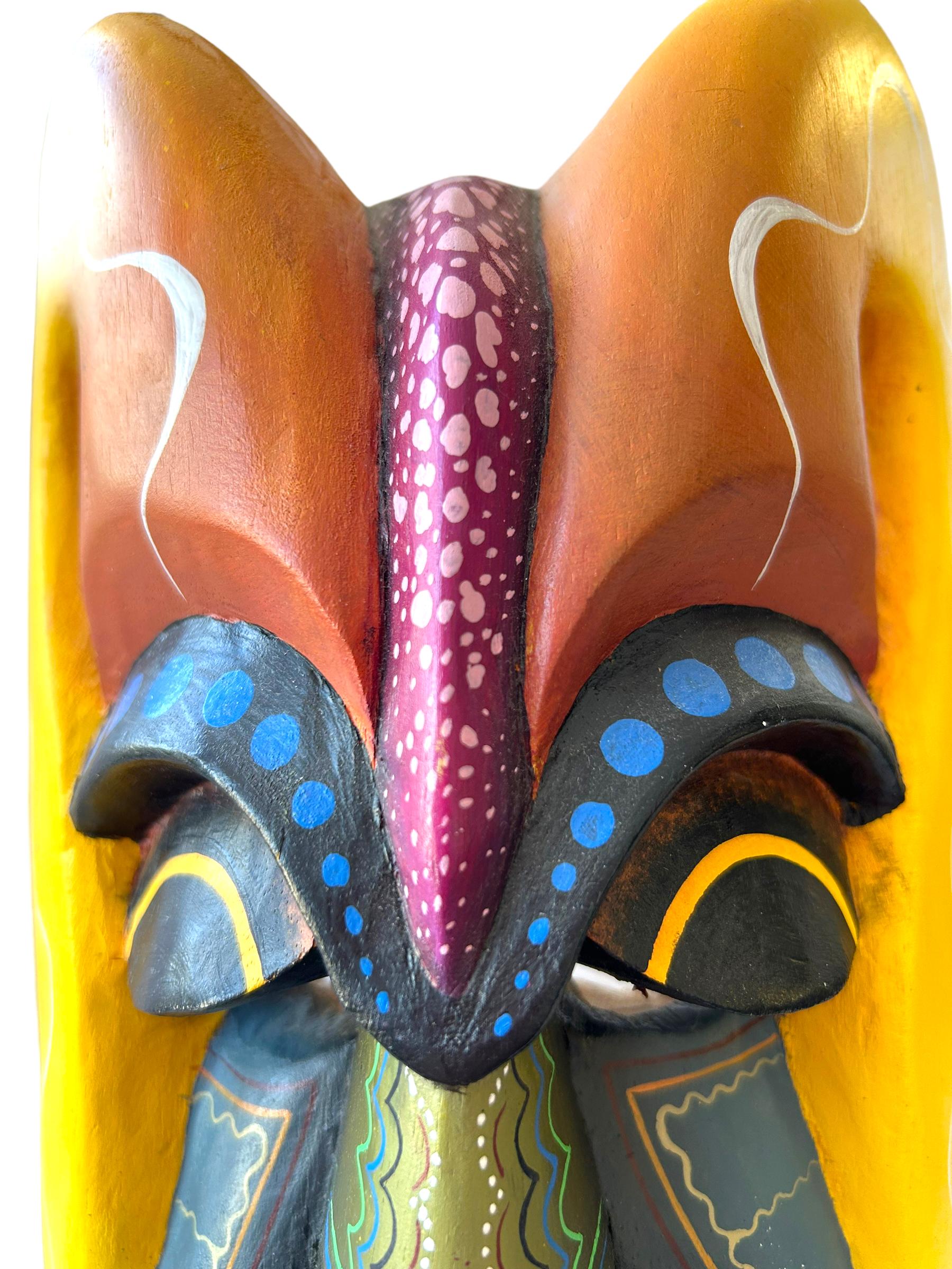 Vintage 2011 Boruca Authentic Indigenous Holzmaske w / Stand ~ Costa Rica (Stammeskunst) im Angebot