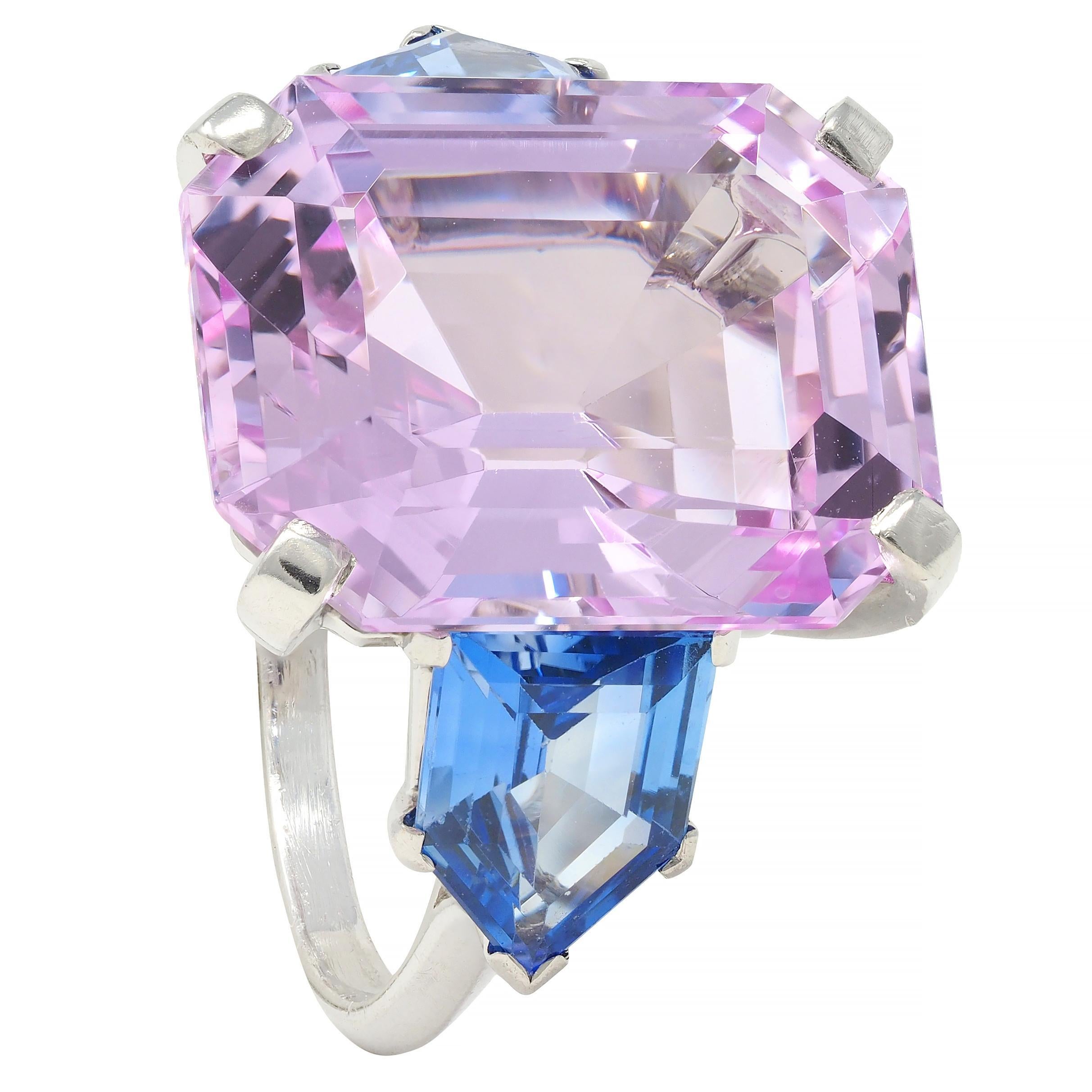 Vintage 20.24 CTW Imperial Topaz No Heat Ceylon Sapphire 18K White Gold Ring For Sale 7