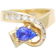 Vintage 2.05 Carat Pear-Cut Tanzanite and Diamond Cocktail Ring