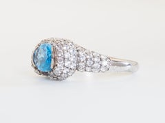 Vintage 2.05ct Oval Swiss Blue Topaz & Quartz Sculptural Sterling Silver Ring
