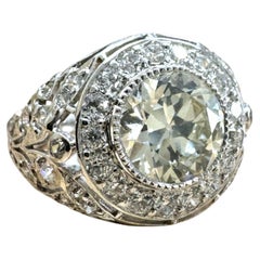 Antique 2.06 Carat Vintage Diamond Halo Filigree Engagement Ring