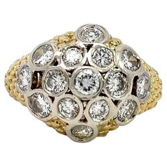 Vintage 2.06CT Diamond Bombe Cocktail Ring 18KT Gold