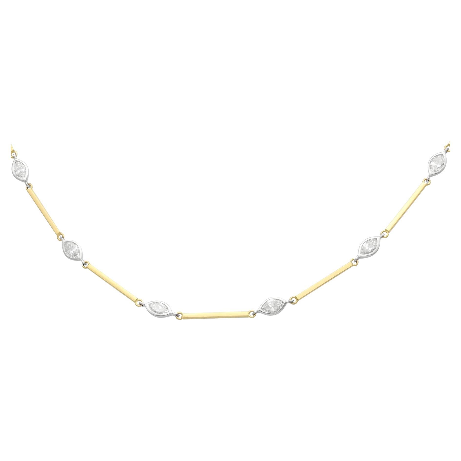 Vintage 2.07 Carat Diamond and 18k Yellow Gold Necklace For Sale