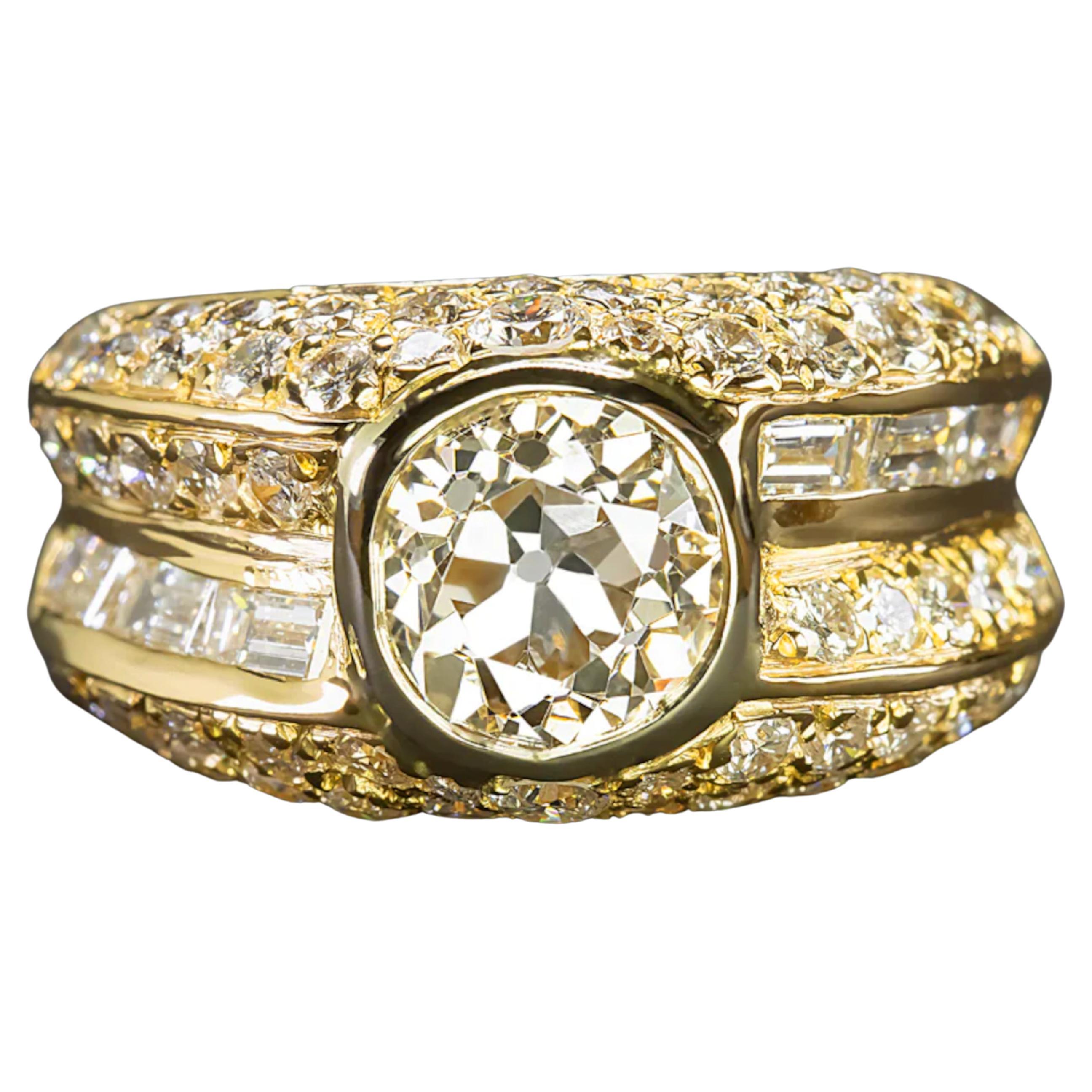 Vintage 2.08 Carat Old Mine Cut Diamond Engagement Ring