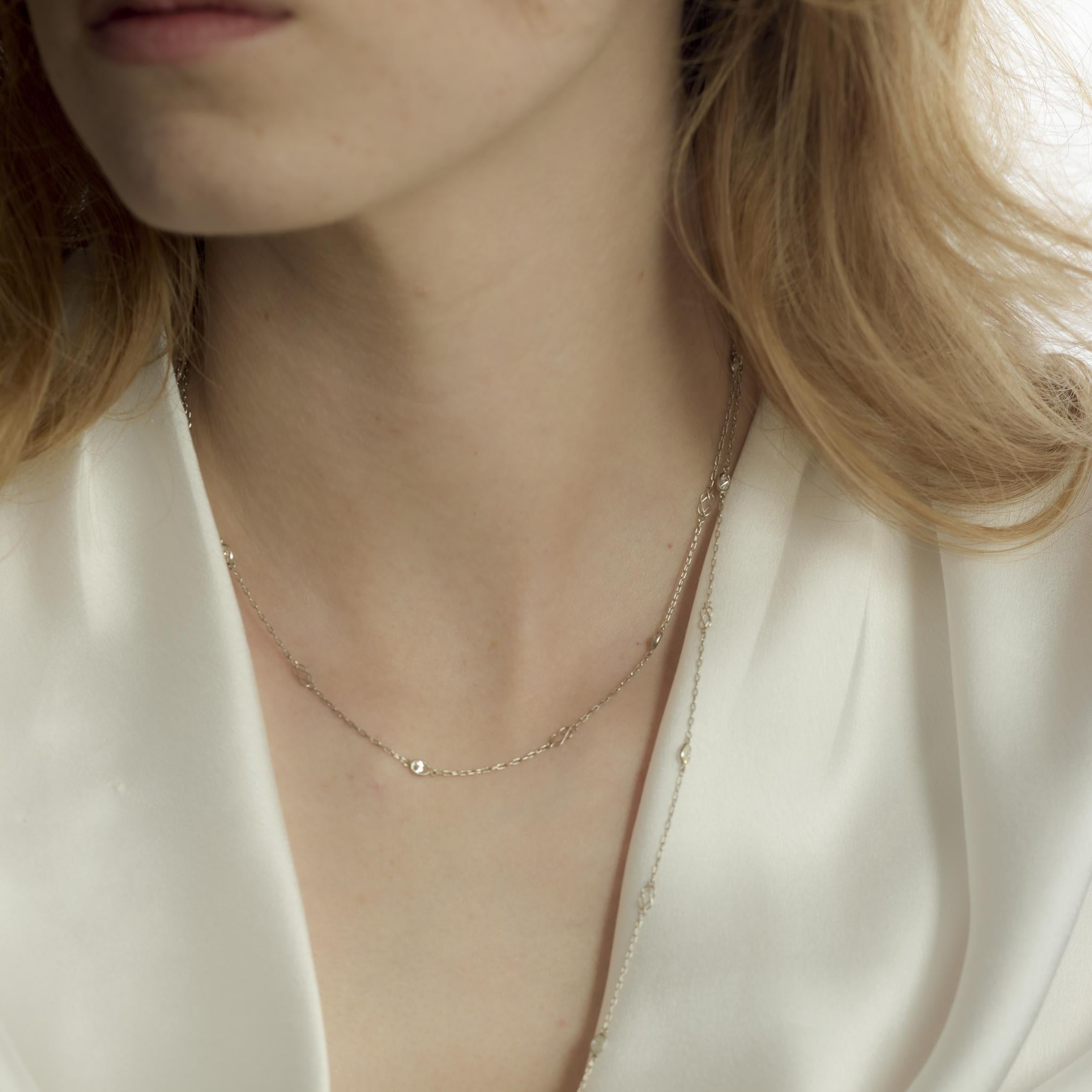 Oval Cut Vintage 2.08 carat oval cut diamond platinum chain necklace For Sale