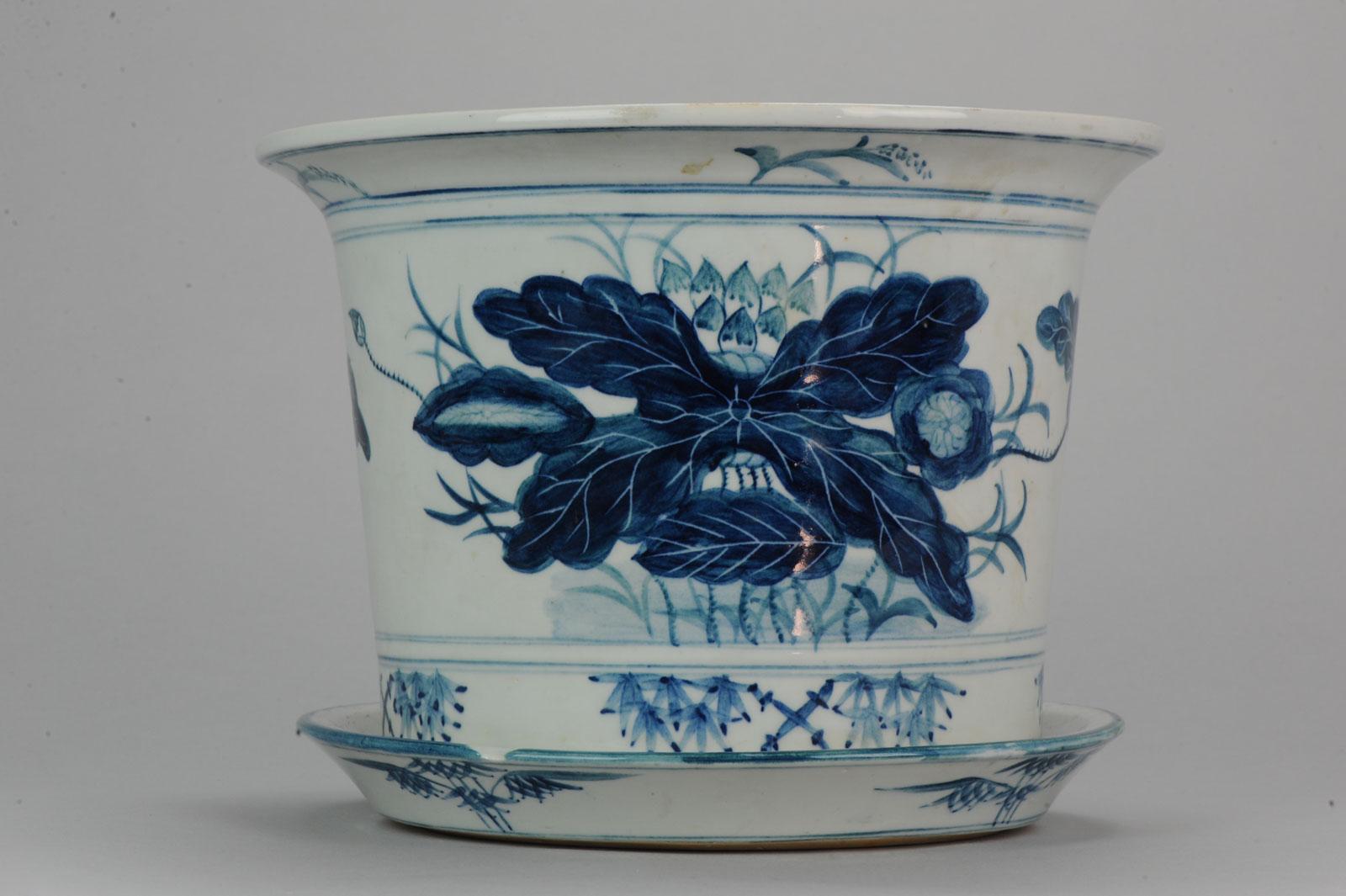 20th Century Chinese Porcelain Jardiniere or Planter for Flower Cabbage Leaf 1