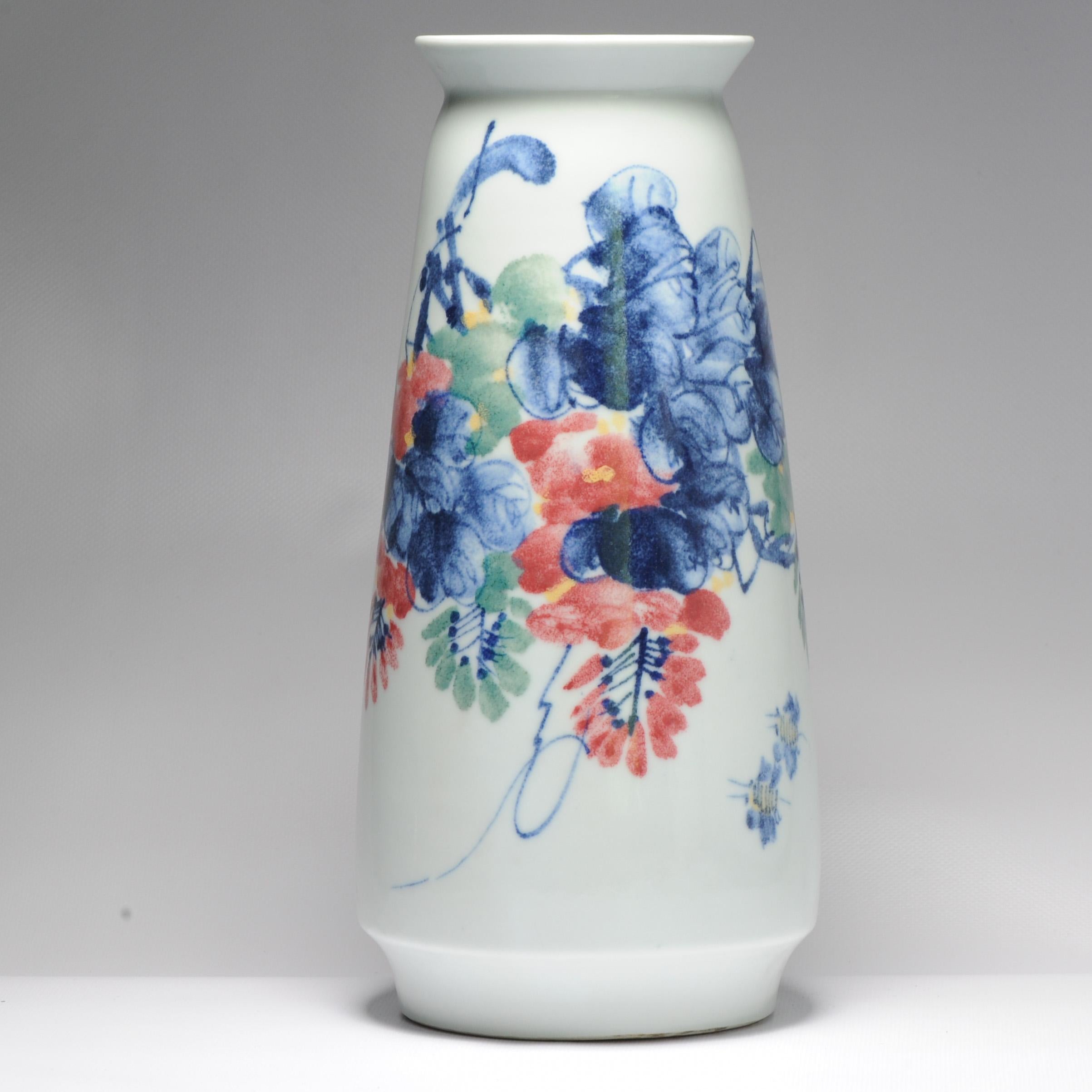 Vintage 20 C Chinesisches Porzellan Proc Liling Vase China Blumen Unterglasur im Zustand „Hervorragend“ im Angebot in Amsterdam, Noord Holland