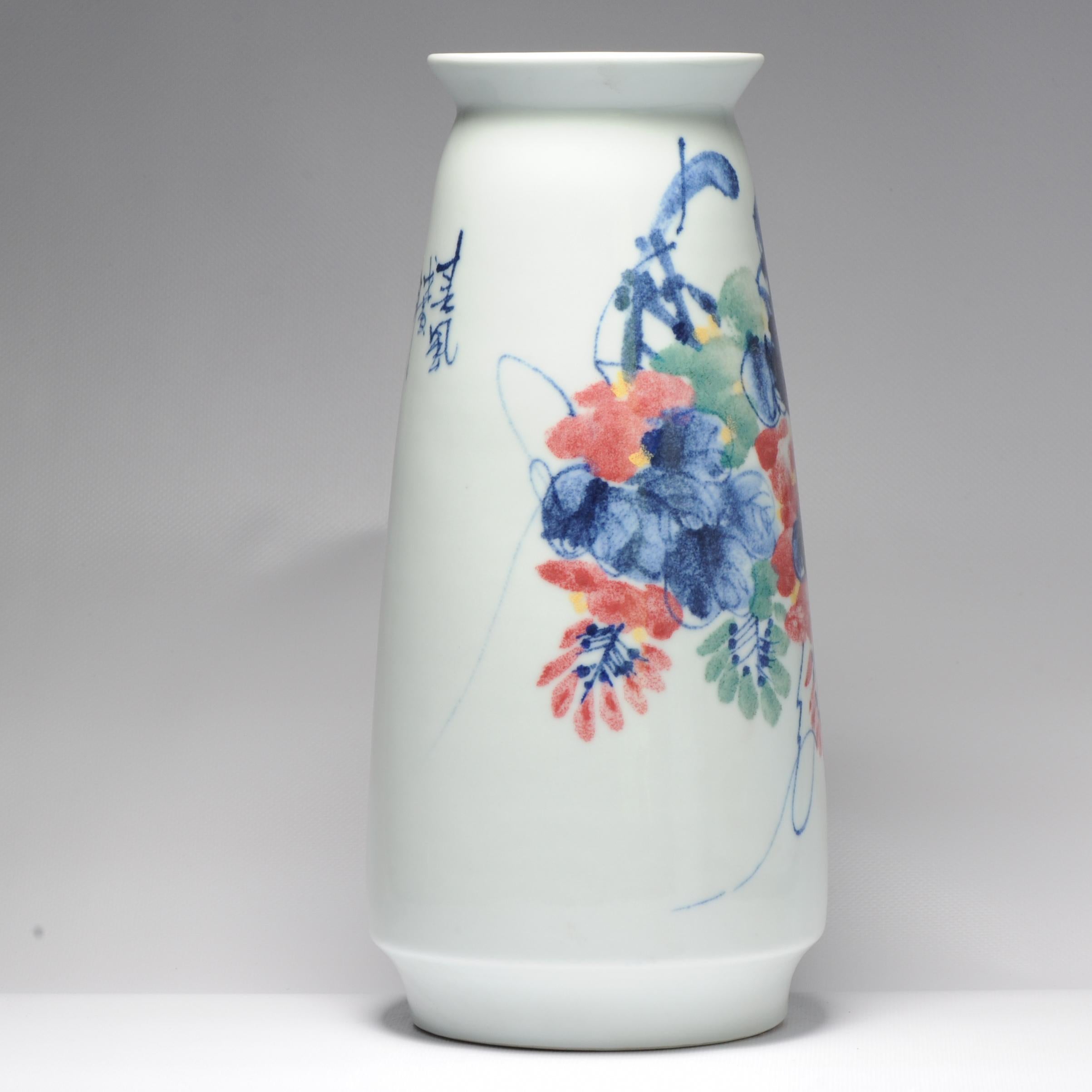 Vintage 20 C Chinesisches Porzellan Proc Liling Vase China Blumen Unterglasur im Angebot 4