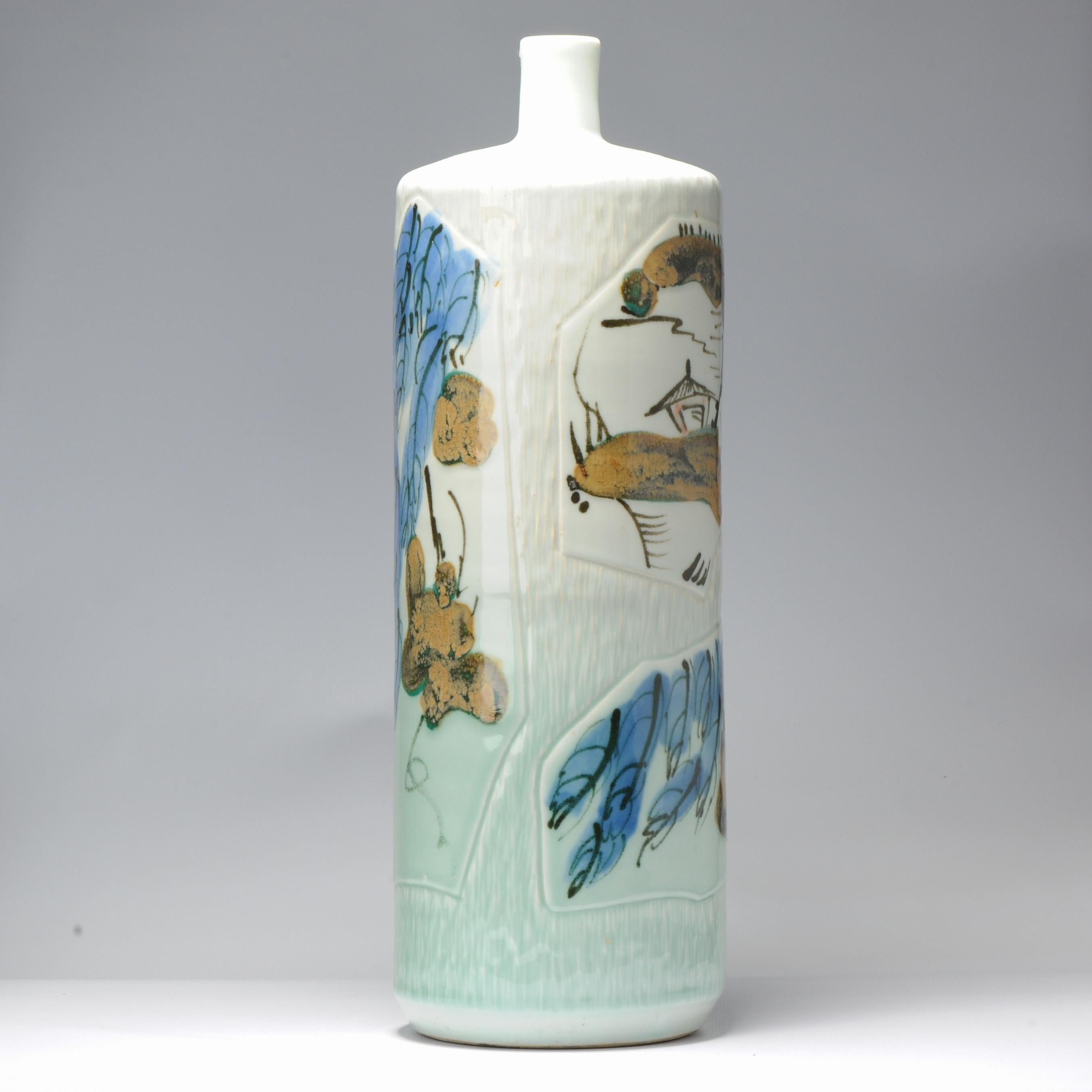 Other Vintage 20C Chinese Porcelain PROC Liling Vase China Fruit & Rabit Underglaze For Sale