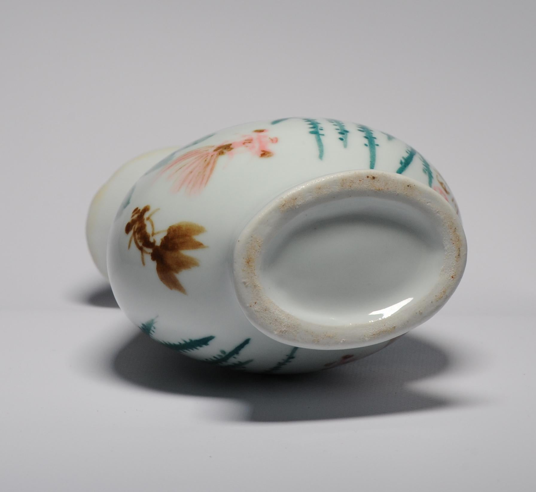 Vintage 20c Chinese Porcelain Proc Liling Vase China Underglaze Goldfish For Sale 8