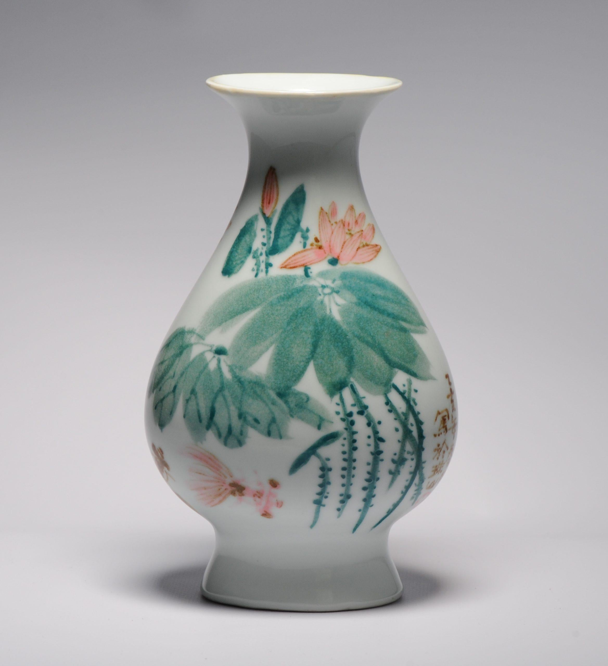 20th Century Vintage 20c Chinese Porcelain Proc Liling Vase China Underglaze Goldfish For Sale