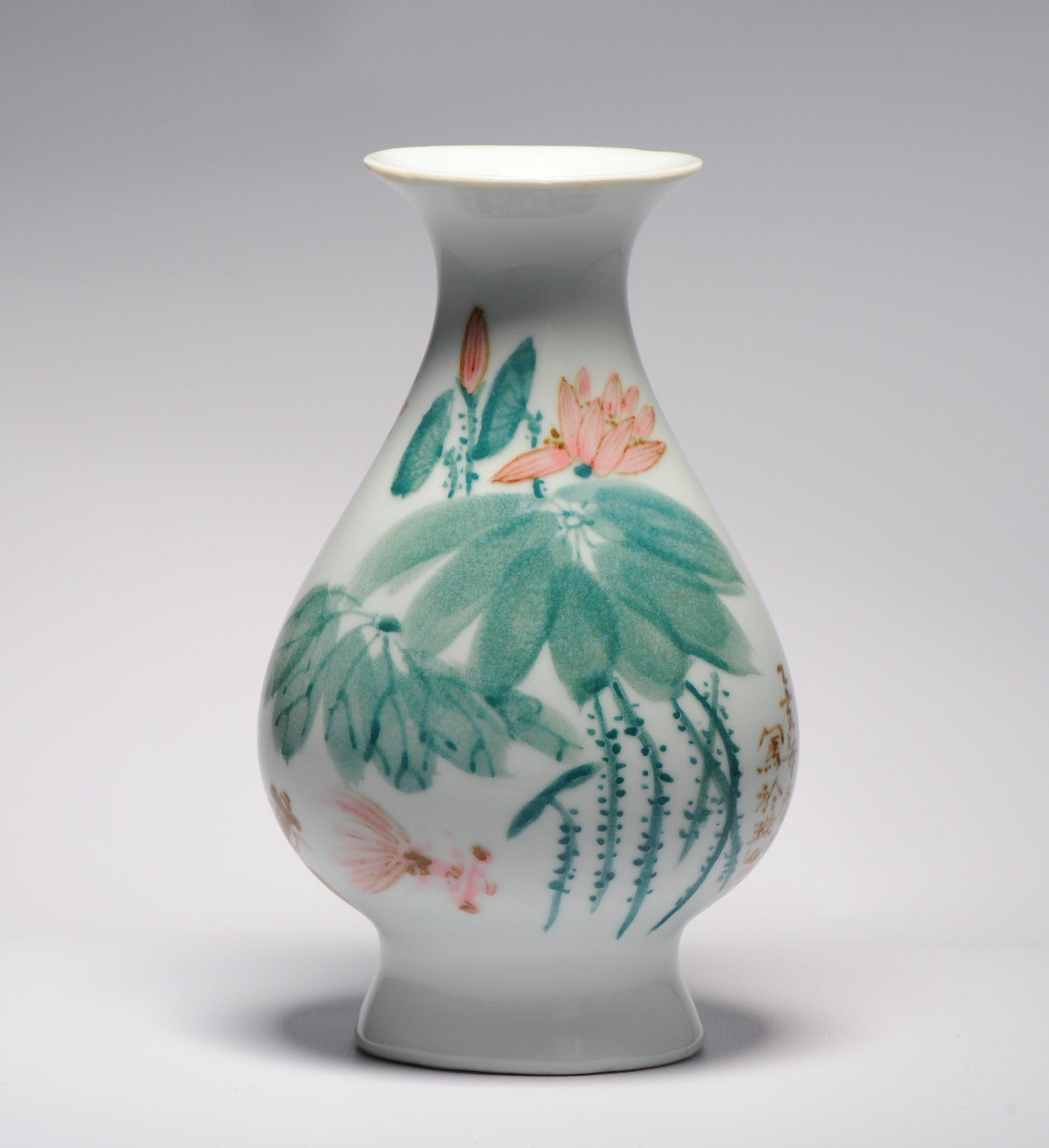 Vintage 20c Chinese Porcelain Proc Liling Vase China Underglaze Goldfish For Sale 1