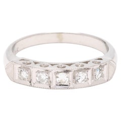 Vintage .20ctw Diamond Band Ring, 14k White Gold, Ring Size 8
