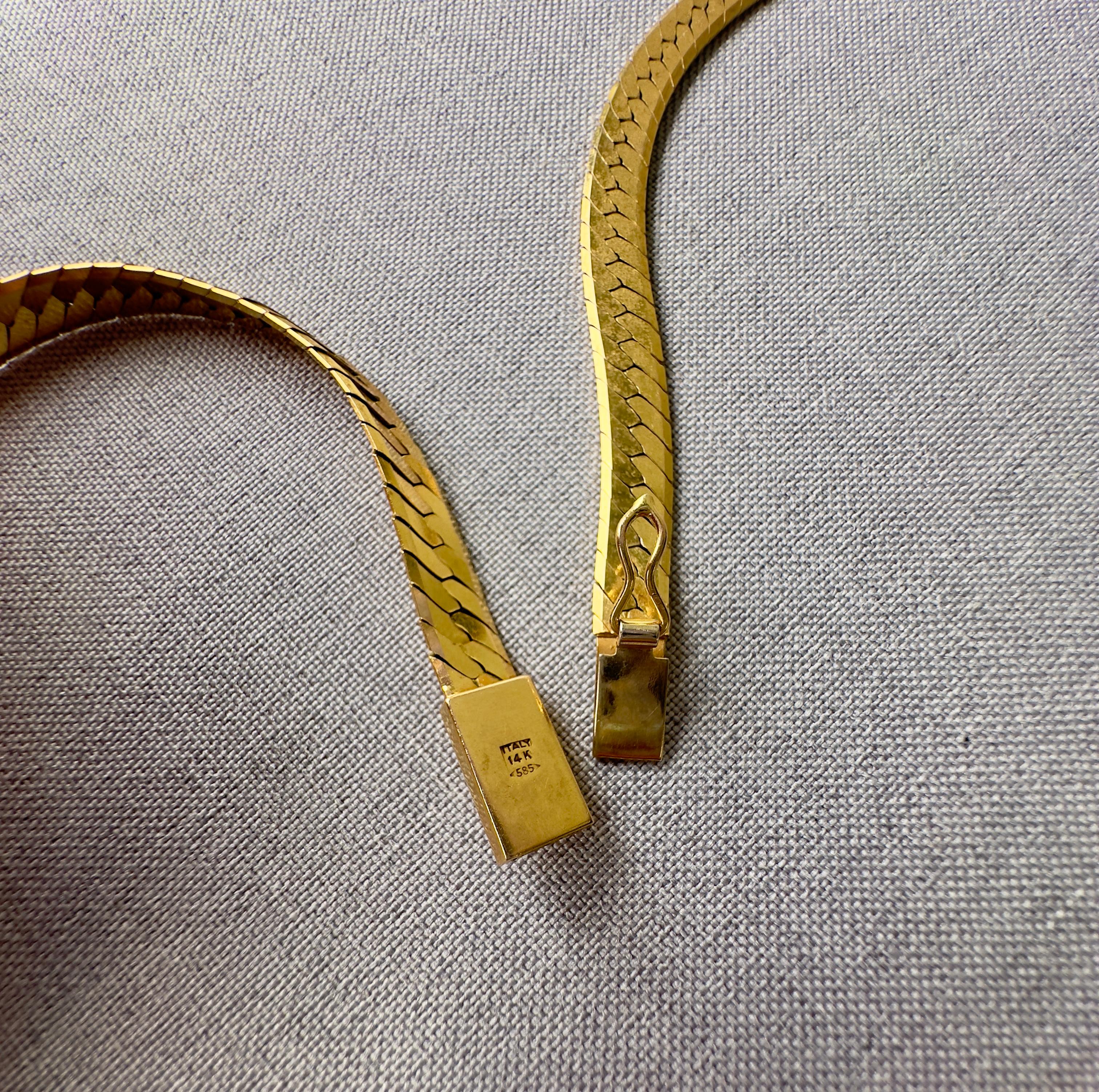 Vintage 20in Fischgrätenkette Halskette in 14K Gelbgold im Angebot 5