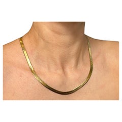 Vintage 20in Fischgrätenkette Halskette in 14K Gelbgold