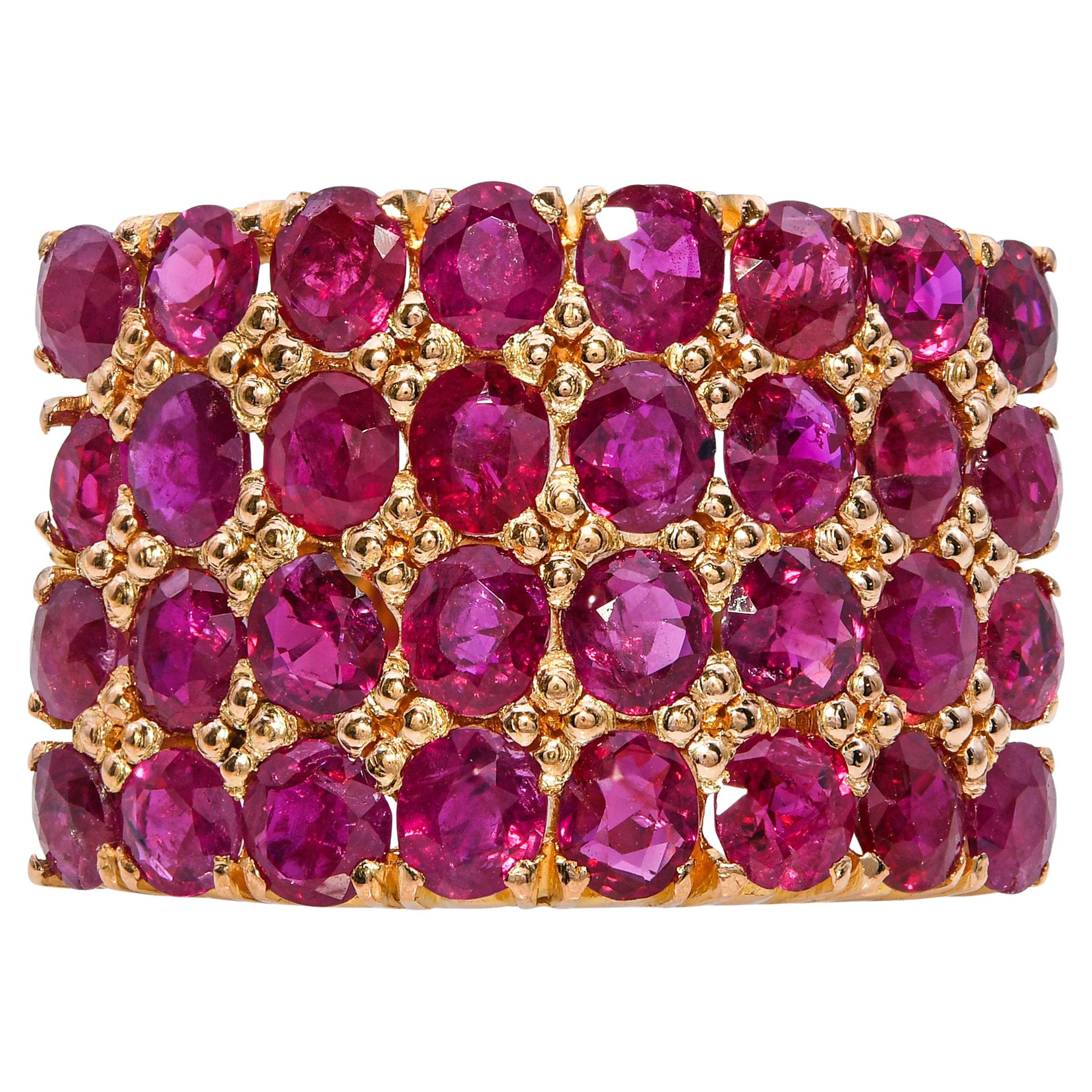 Vintage 20k Yellow Gold 4.8tcw Ruby Statement Ring For Sale