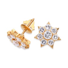 Vintage 20k Yellow Gold Diamond 1.45ctw Diamond Earring