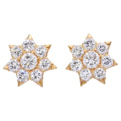 Vintage 20k Yellow Gold Diamond 1.45ctw Diamond Earring
