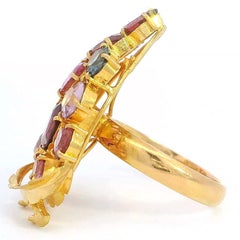 Vintage 20k Yellow Gold Multi-Color Spinel Cocktail Ring