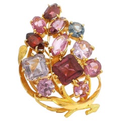 Vintage 20k Yellow Gold Multi-Color Spinel Cocktail Ring