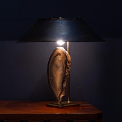 Vintage 20th Century Agate & Brass Table Lamp By Willy Daro, Belgium c.1970