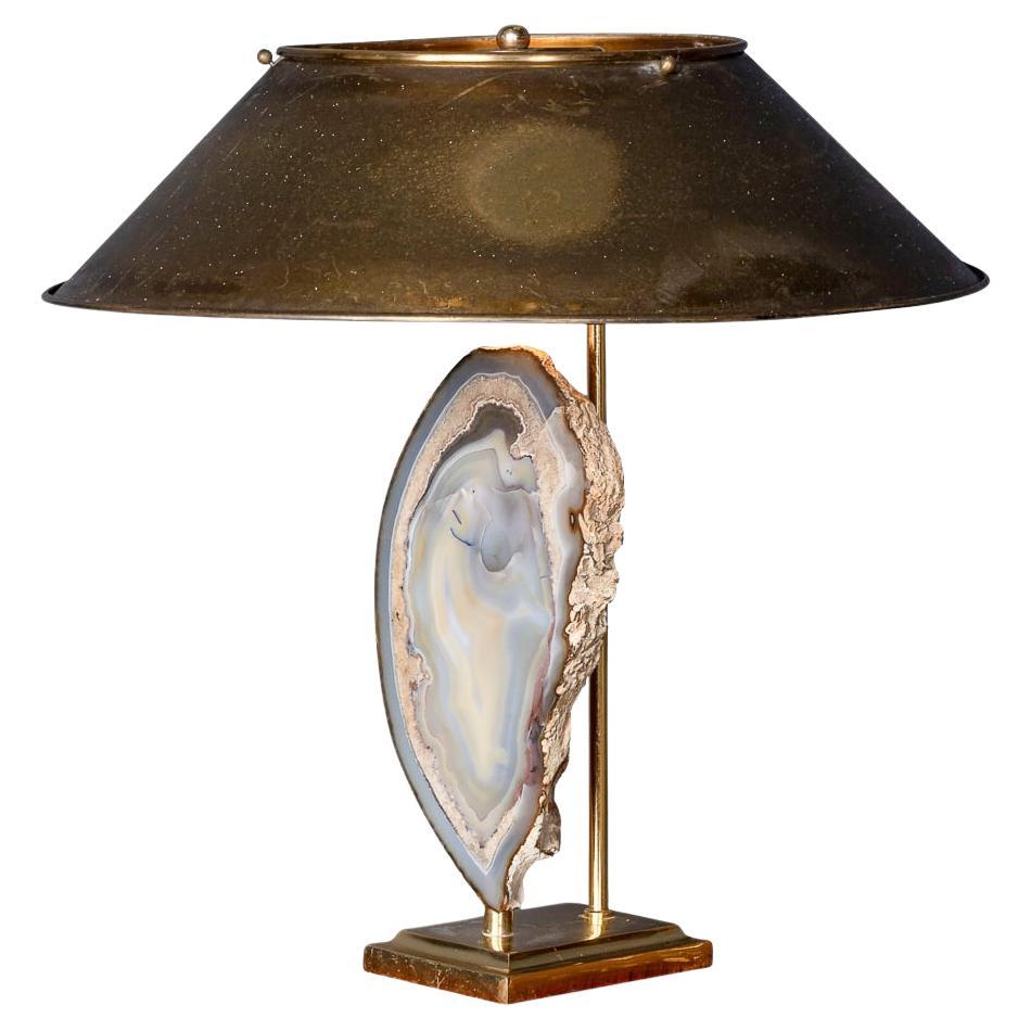 Vintage 20th Century Agate & Brass Table Lamp By Willy Daro, Belgium c.1970