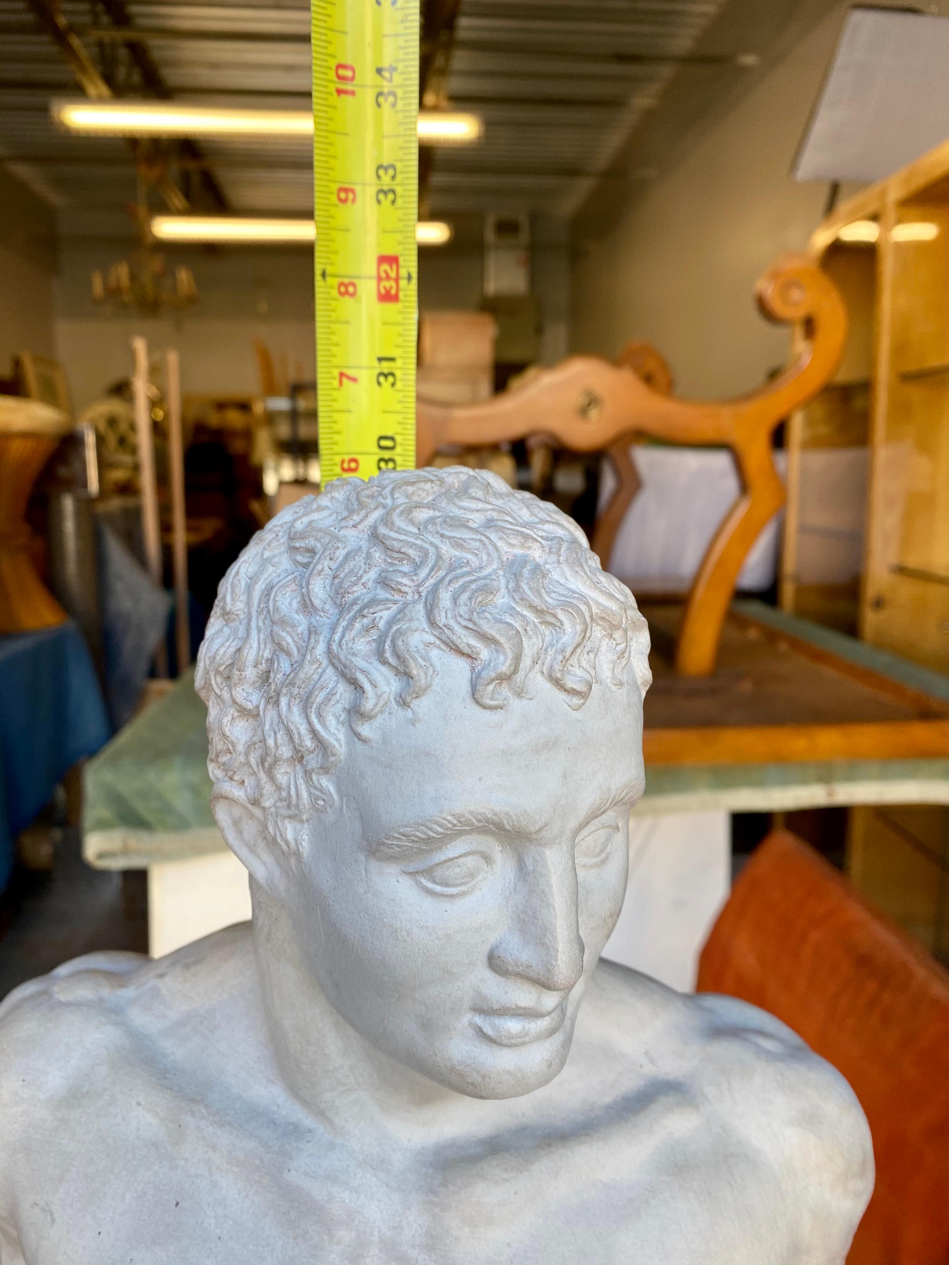 Cast Vintage 20th Century Ancient Greek God Hermès Sculpture on Steel Mounted Bust